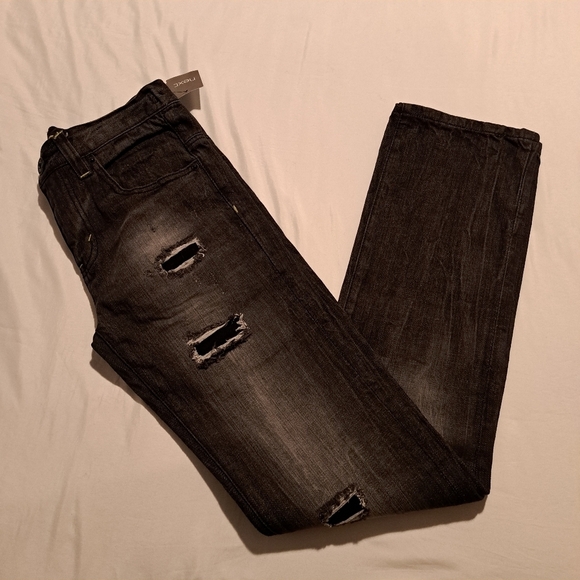 Next boys black distressed 13 years jeans, adjustable waist New - Picture 1 of 8